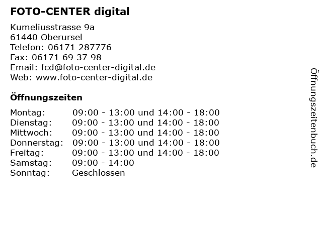 FOTO-CENTER digital in Oberursel: Adresse und Öffnungszeiten