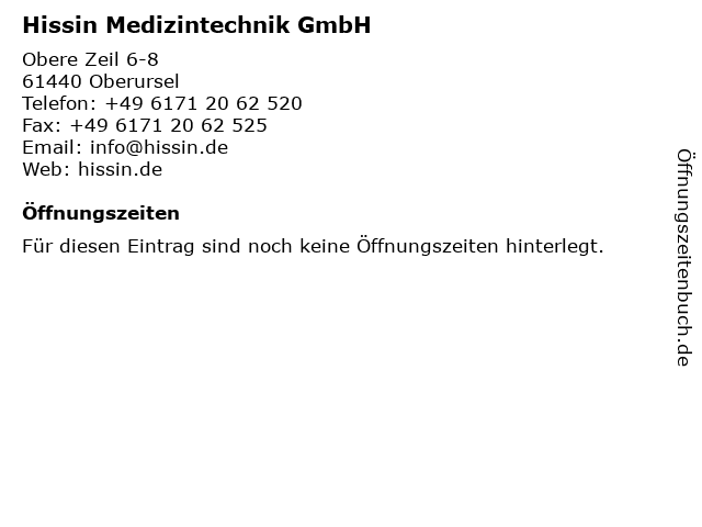 Hissin Medizintechnik GmbH in Oberursel: Adresse und Öffnungszeiten