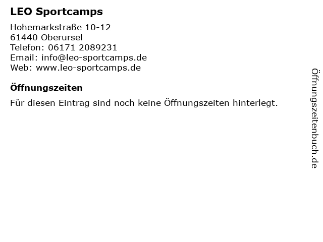 LEO Sportcamps in Oberursel: Adresse und Öffnungszeiten