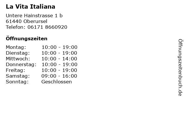 La Vita Italiana in Oberursel: Adresse und Öffnungszeiten