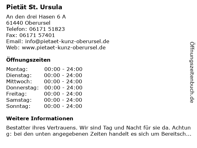 Pietät St. Ursula in Oberursel: Adresse und Öffnungszeiten