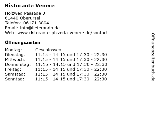 Ristorante Venere in Oberursel: Adresse und Öffnungszeiten