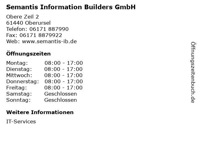 Semantis Information Builders GmbH in Oberursel: Adresse und Öffnungszeiten