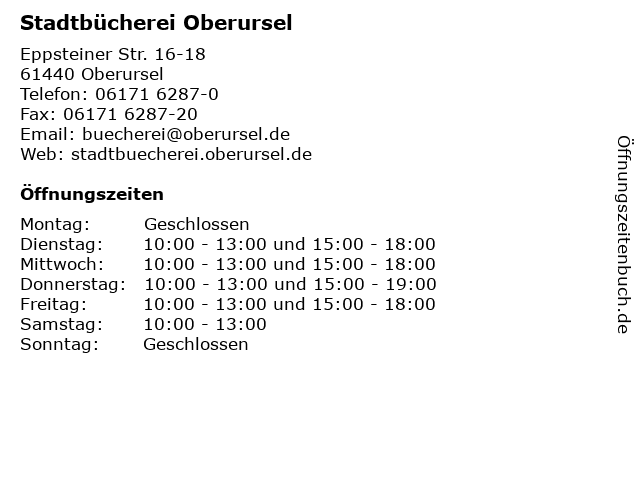 Stadtbücherei Oberursel in Oberursel: Adresse und Öffnungszeiten