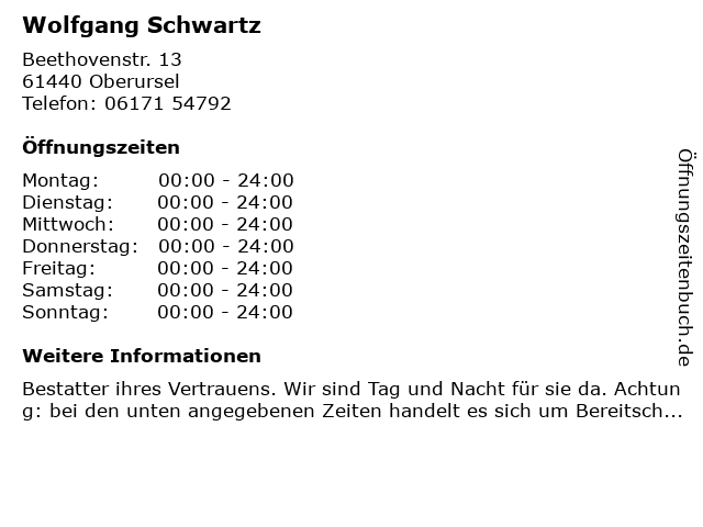 Wolfgang Schwartz in Oberursel: Adresse und Öffnungszeiten
