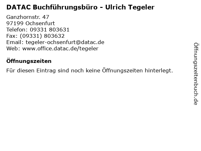 DATAC Buchführungsbüro - Ulrich Tegeler in Ochsenfurt: Adresse und Öffnungszeiten