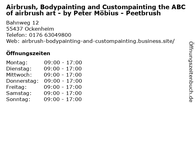 Airbrush, Bodypainting and Custompainting the ABC of airbrush art - by Peter Möbius - Peetbrush in Ockenheim: Adresse und Öffnungszeiten