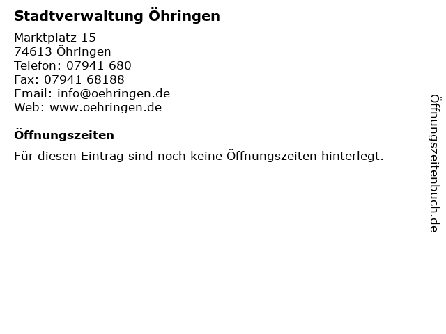 Stadt Öhringen - Rathaus in Öhringen: Adresse und Öffnungszeiten