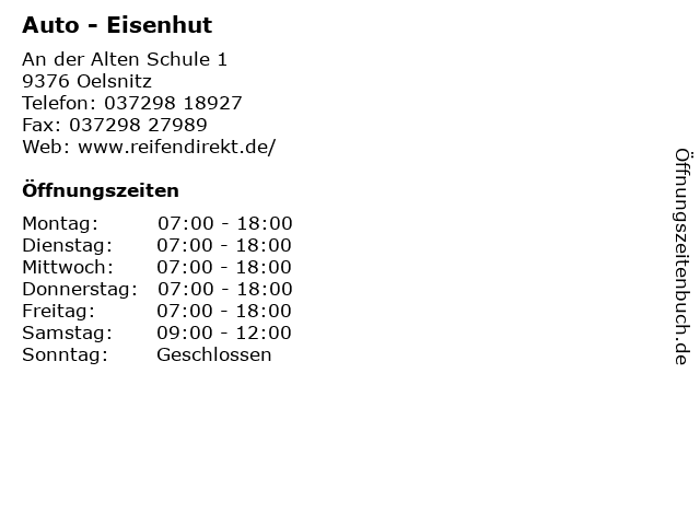 Auto - Eisenhut in Oelsnitz: Adresse und Öffnungszeiten