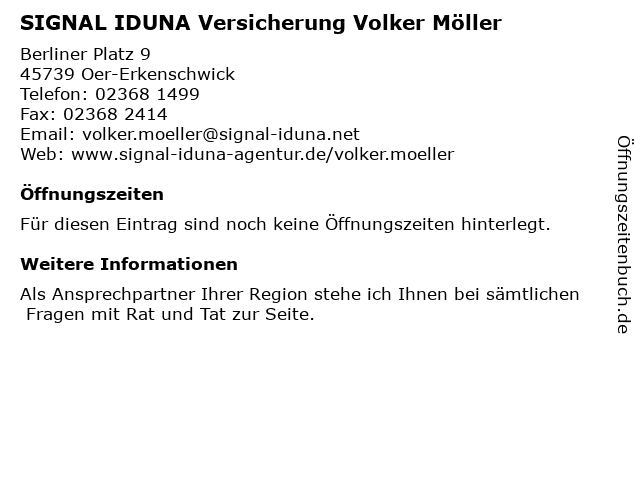 SIGNAL IDUNA Versicherung Volker Möller in Oer-Erkenschwick: Adresse und Öffnungszeiten