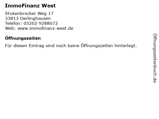 ImmoFinanz West in Oerlinghausen: Adresse und Öffnungszeiten