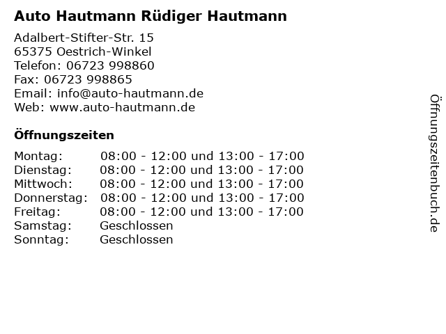 Auto Hautmann Rüdiger Hautmann in Oestrich-Winkel: Adresse und Öffnungszeiten