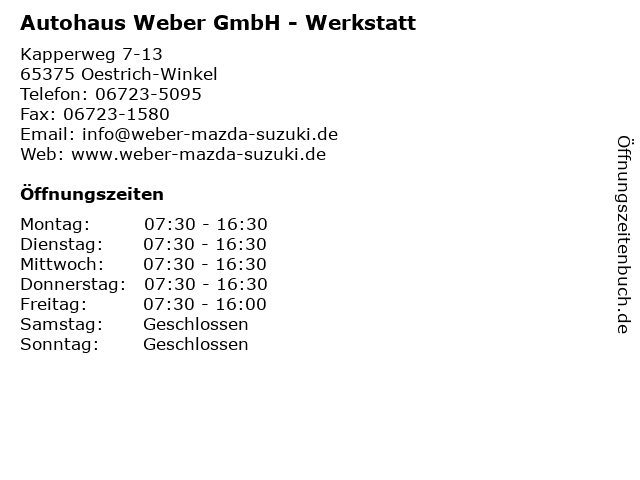 Autohaus Weber GmbH - Werkstatt in Oestrich-Winkel: Adresse und Öffnungszeiten
