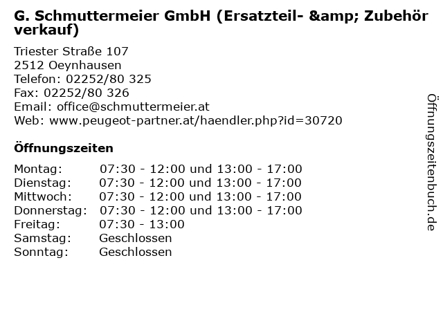 G. Schmuttermeier GmbH (Ersatzteil- & Zubehörverkauf) in Oeynhausen: Adresse und Öffnungszeiten