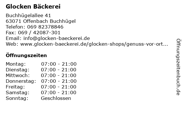 Glocken Bäckerei in Offenbach Buchhügel: Adresse und Öffnungszeiten