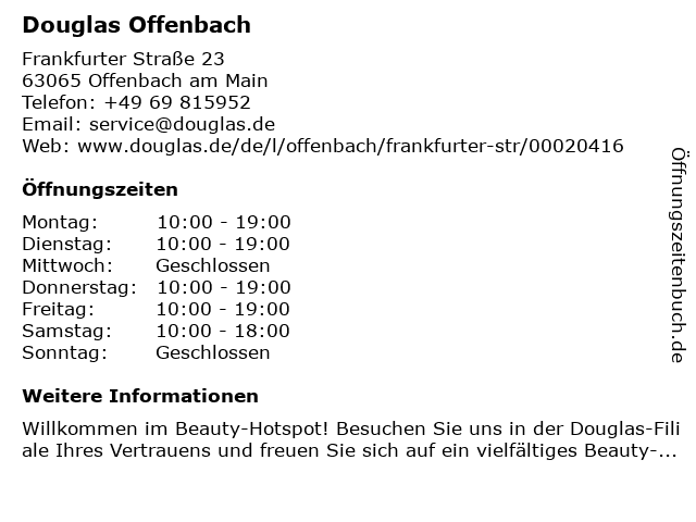 Douglas Offenbach in Offenbach am Main: Adresse und Öffnungszeiten