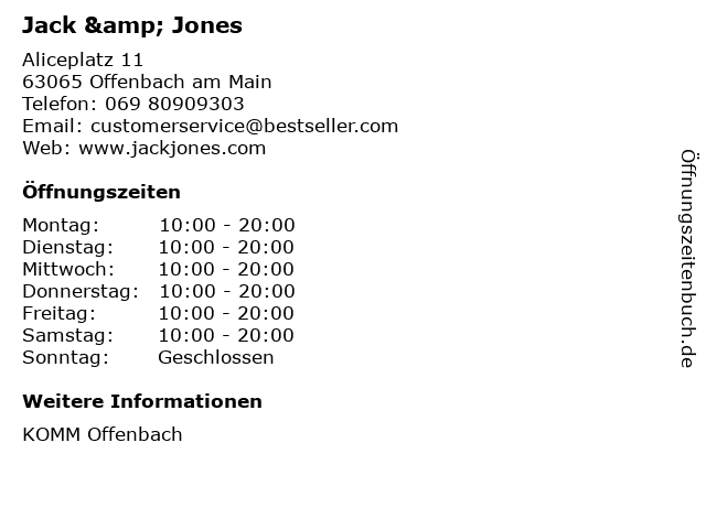 Jack & Jones in Offenbach am Main: Adresse und Öffnungszeiten