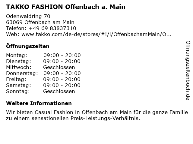 TAKKO FASHION Offenbach a. Main in Offenbach am Main: Adresse und Öffnungszeiten