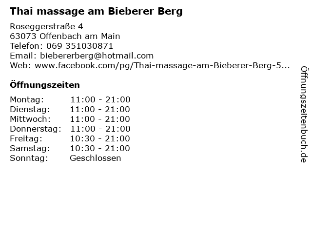 Thai massage am Bieberer Berg in Offenbach am Main: Adresse und Öffnungszeiten