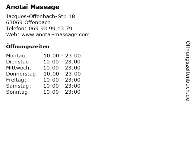 Anotai Massage in Offenbach: Adresse und Öffnungszeiten