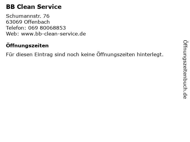 BB Clean Service in Offenbach: Adresse und Öffnungszeiten