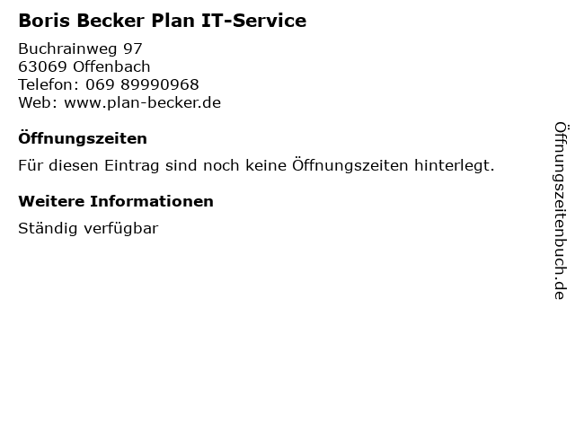 Boris Becker Plan IT-Service in Offenbach: Adresse und Öffnungszeiten