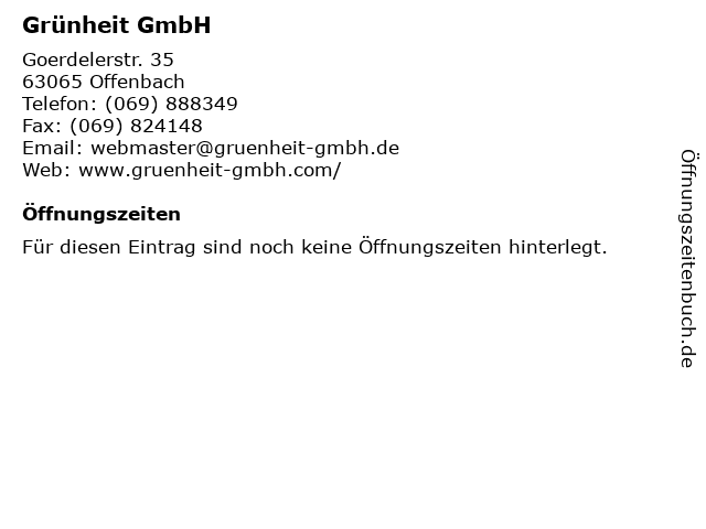 Grünheit GmbH in Offenbach: Adresse und Öffnungszeiten