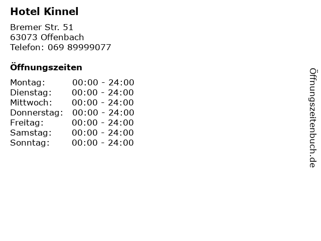 Hotel Kinnel in Offenbach: Adresse und Öffnungszeiten
