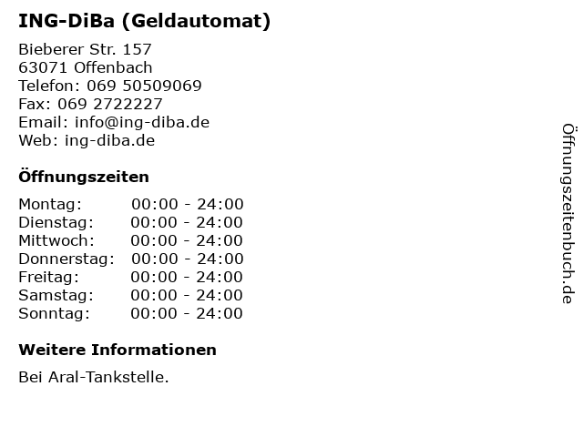 ING-DiBa (Geldautomat) in Offenbach: Adresse und Öffnungszeiten