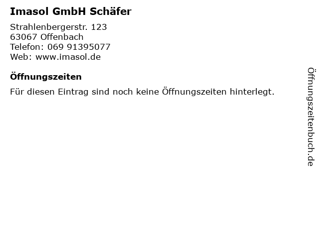 Imasol GmbH Schäfer in Offenbach: Adresse und Öffnungszeiten