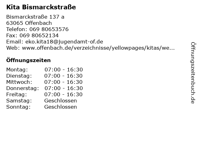 Kita Bismarckstraße in Offenbach: Adresse und Öffnungszeiten
