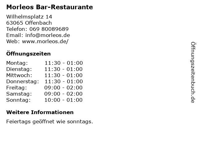 Morleos Bar-Restaurante in Offenbach: Adresse und Öffnungszeiten
