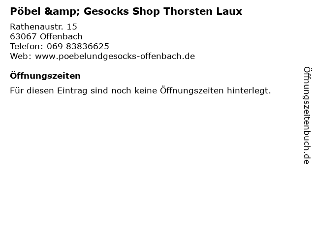 Pöbel & Gesocks Shop Thorsten Laux in Offenbach: Adresse und Öffnungszeiten