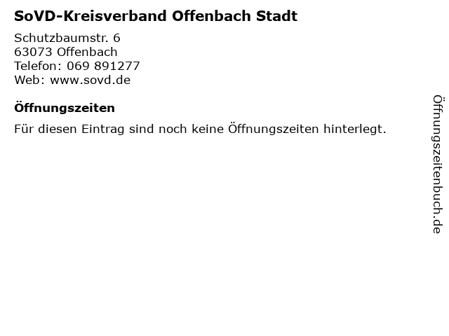 SoVD-Kreisverband Offenbach Stadt in Offenbach: Adresse und Öffnungszeiten
