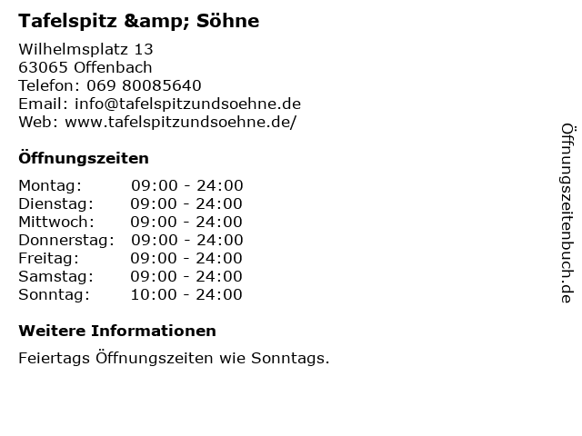 Tafelspitz & Söhne in Offenbach: Adresse und Öffnungszeiten
