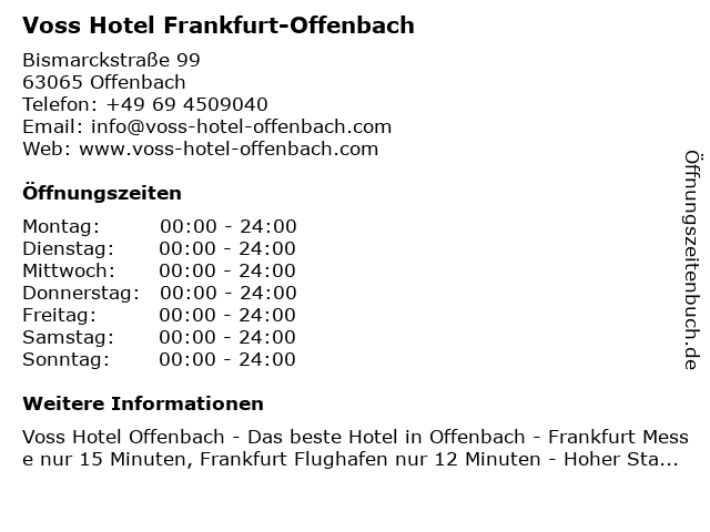 Voss Hotel Frankfurt-Offenbach in Offenbach: Adresse und Öffnungszeiten