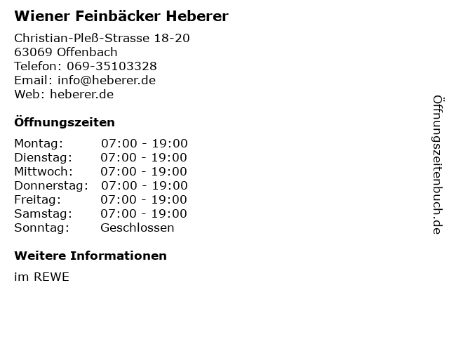 Wiener Feinbäcker Heberer in Offenbach: Adresse und Öffnungszeiten