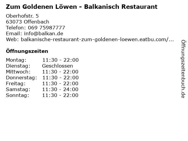 Zum Goldenen Löwen in Offenbach: Adresse und Öffnungszeiten