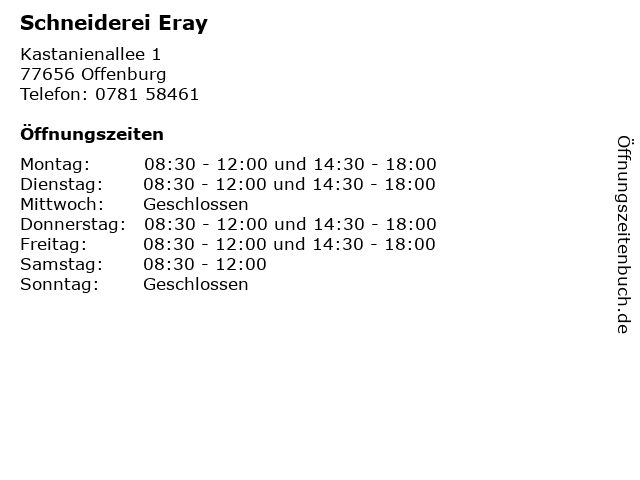Schneiderei Eray in Offenburg: Adresse und Öffnungszeiten