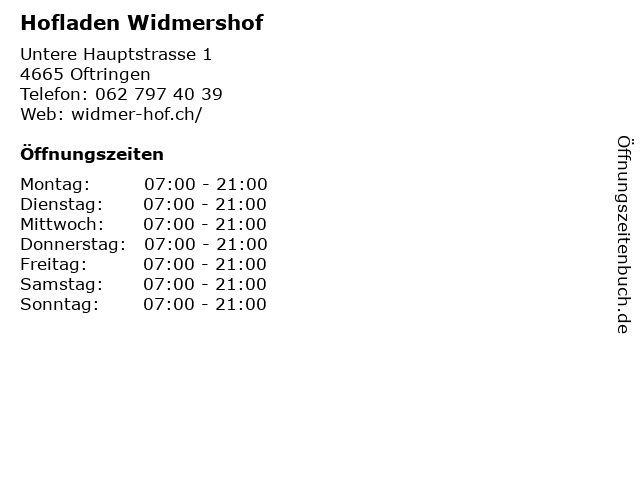 Hofladen Widmershof in Oftringen: Adresse und Öffnungszeiten