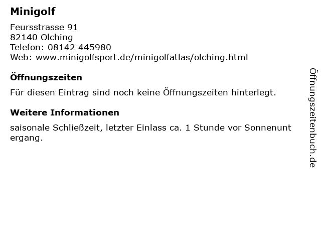 Minigolf in Olching: Adresse und Öffnungszeiten