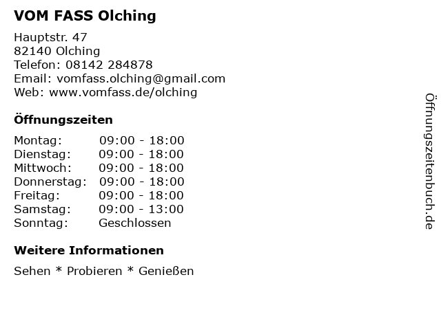 ᐅ Offnungszeiten Vom Fass Olching Hauptstr 47 In Olching