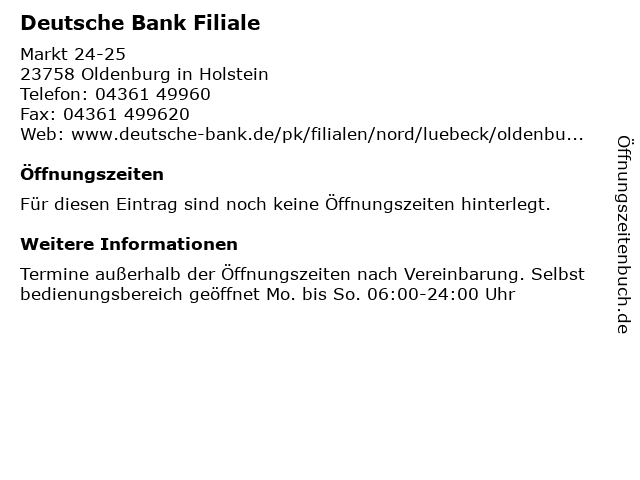 ᐅ Offnungszeiten Deutsche Bank Filiale Markt 24 25 In