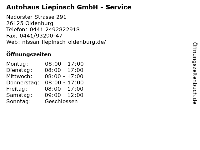 Autohaus Liepinsch GmbH - Service in Oldenburg: Adresse und Öffnungszeiten