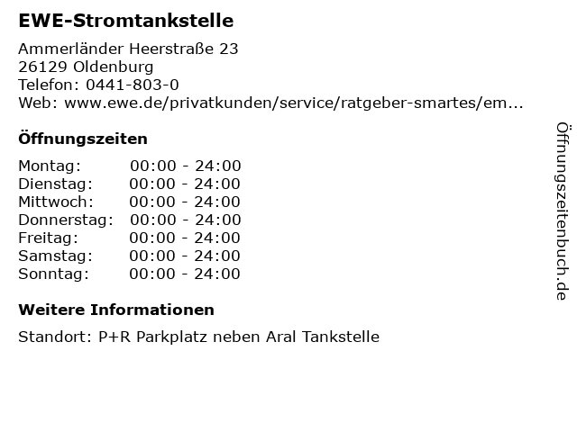 EWE-Stromtankstelle in Oldenburg: Adresse und Öffnungszeiten