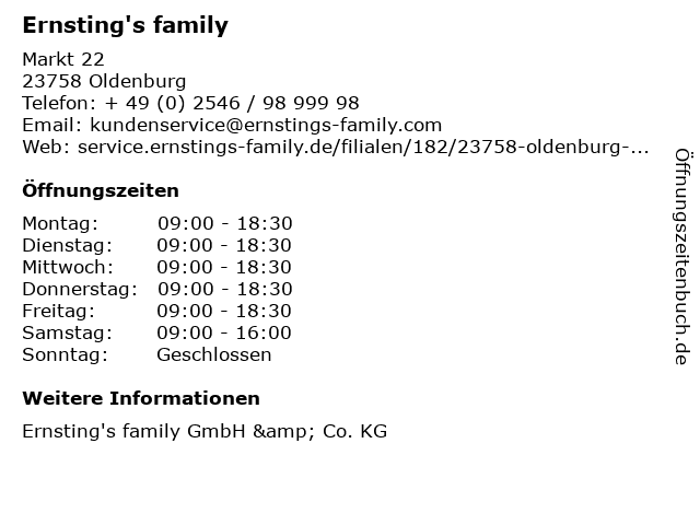 Ernsting's family in Oldenburg: Adresse und Öffnungszeiten