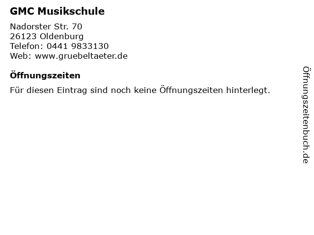GMC Musikschule in Oldenburg: Adresse und Öffnungszeiten