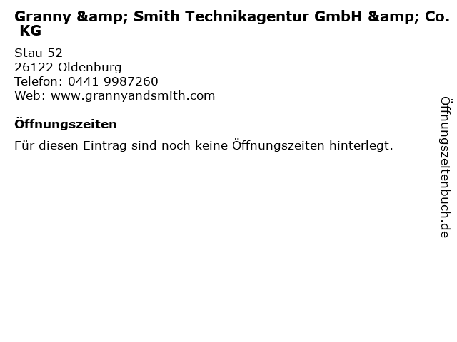Granny & Smith Technikagentur GmbH & Co. KG in Oldenburg: Adresse und Öffnungszeiten