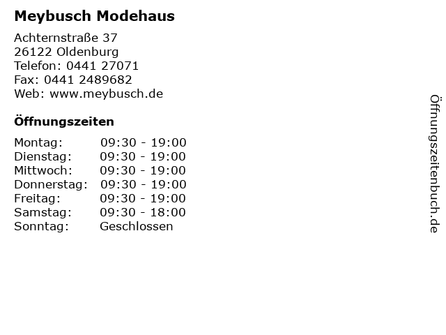 Meybusch Modehaus in Oldenburg: Adresse und Öffnungszeiten