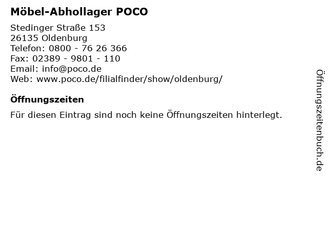 ᐅ Öffnungszeiten „Möbel-Abhollager POCO" | Stedinger ...